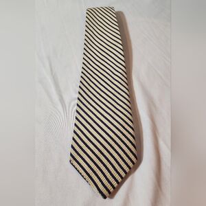 Brooks Basics Classic Beige and Navy Striped Men's Tie Pure Silk